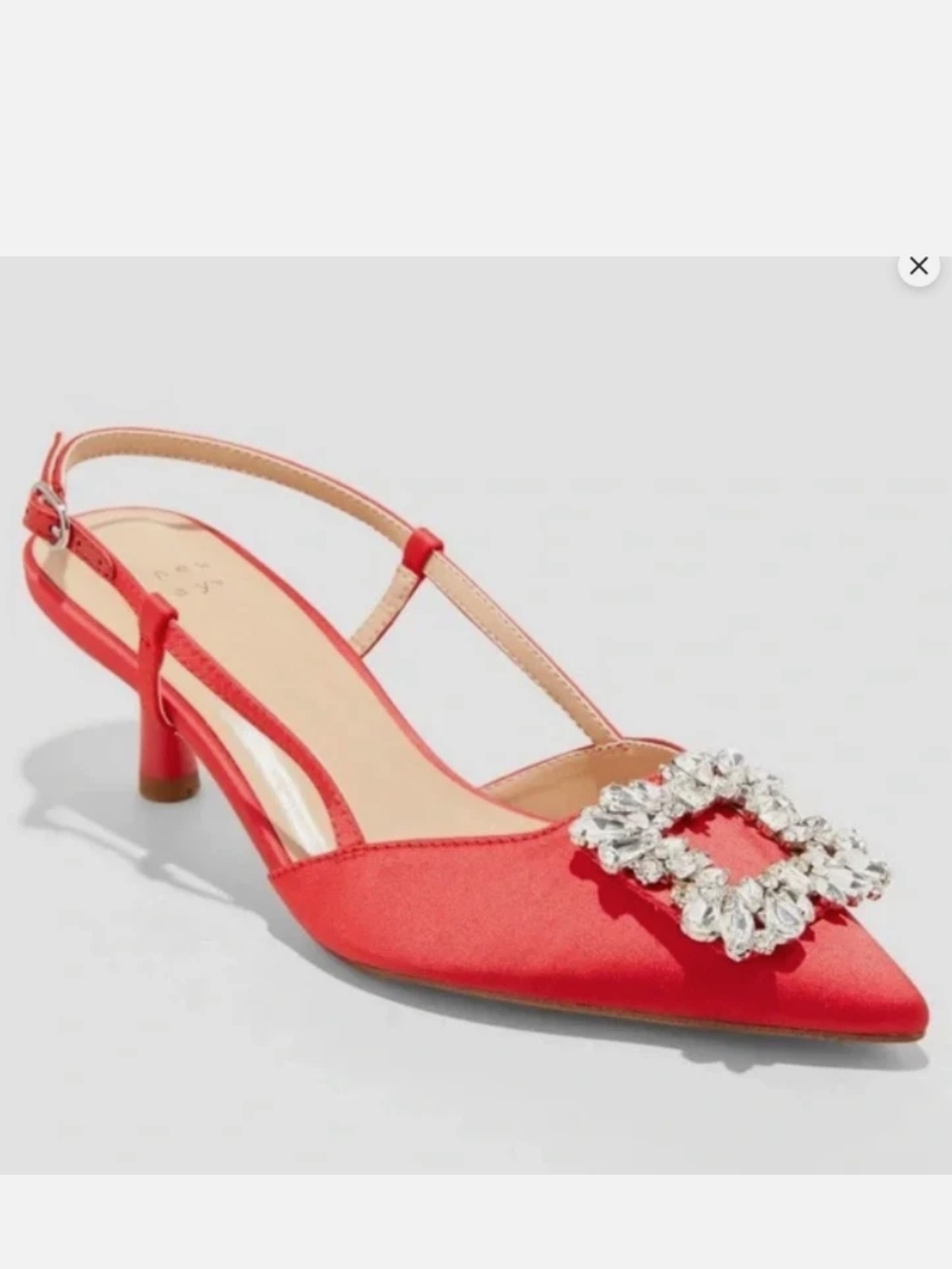 A New Day Annette Satin Slingback Heels with Memory Foam Insole